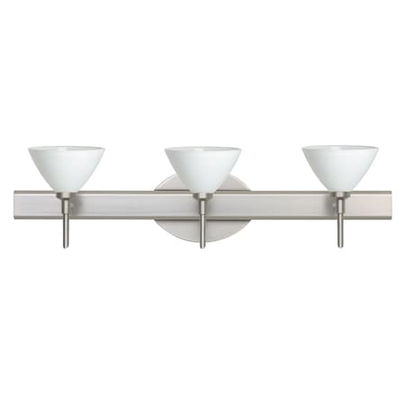 Besa Lighting Domi Vanity, White, Satin Nickel Finish, 3x40W Halogen 3SW-174307-SN